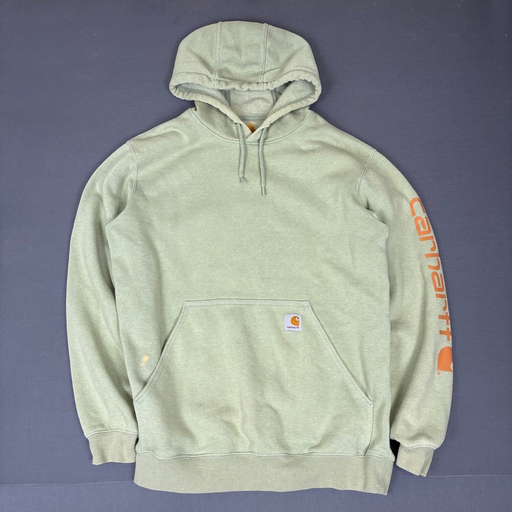 Carhartt Midweight Logo Sleeve Hooded Sweatshirt Men's Size Medium Green K288